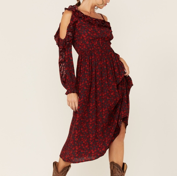 Shyanne Floral Single Shoulder Midi Dress Women's XS - Picture 1 of 8